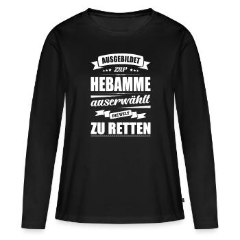 Ausgebildet Zur Hebamme Abschluss Bestanden - Frauen Premium Bio Langarmshirt - Schwarz - Vorne - Julia (174cm)