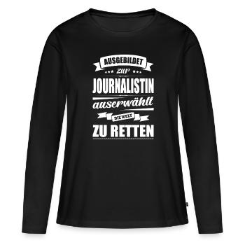 Ausgebildet Zur Journalistin Abschluss Bestanden - Frauen Premium Bio Langarmshirt - Schwarz - Vorne - Julia (174cm)