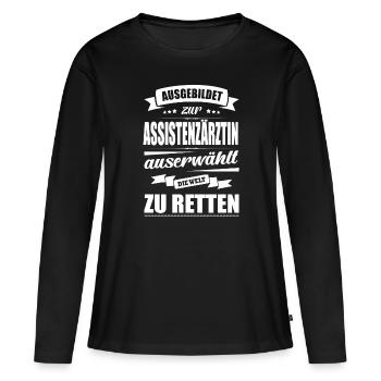 Ausgebildet Zur Assistenzärztin Ärztin Arzt - Frauen Premium Bio Langarmshirt - Schwarz - Vorne - Julia (174cm)