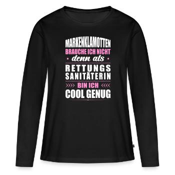 Markenklamotten Ich Nicht Rettungssanitäterin Sani - Frauen Premium Bio Langarmshirt - Schwarz - Vorne - Julia (174cm)