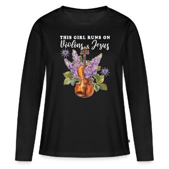 Violon Violon - T-shirt manches longues Premium bio Femme - noir - Devant - Julia (174cm)