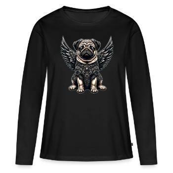 Ange carlin mignon avec baroque et gothique - T-shirt manches longues Premium bio Femme - noir - Devant - Julia (174cm)