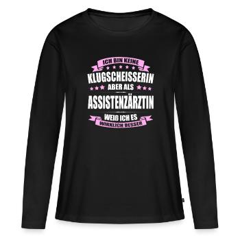 Ich Bin Keine Klugscheisserin Assistenzärztin Arzt - Frauen Premium Bio Langarmshirt - Schwarz - Vorne - Julia (174cm)