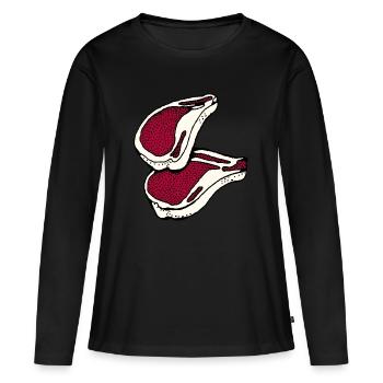 Fleisch - Frauen Premium Bio Langarmshirt - Schwarz - Vorne - Julia (174cm)