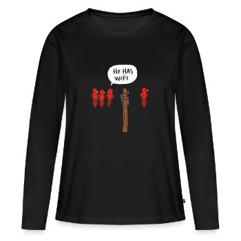 oiseaux WIFI - T-shirt manches longues Premium bio Femme - noir - Devant - Julia (174cm)