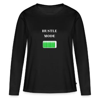 Hustle Fashion Business argent Hustlers shirt cadeau - T-shirt manches longues Premium bio Femme - noir - Devant - Julia (174cm)