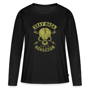 Krav Maga Self Defense Skull - Frauen Premium Bio Langarmshirt - Schwarz - Vorne - Julia (174cm)