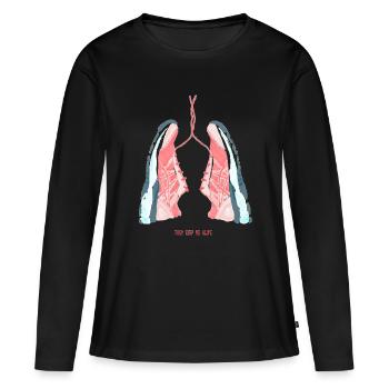 amoureux de la course - T-shirt manches longues Premium bio Femme - noir - Devant - Julia (174cm)