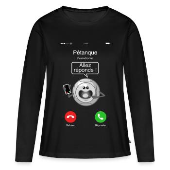 Appel de la pétanque - T-shirt manches longues Premium bio Femme - noir - Devant - Julia (174cm)