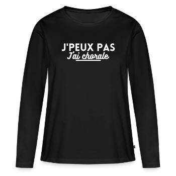 J'peux pas j'ai chorale. cadeau chorale chant - T-shirt manches longues Premium bio Femme - noir - Devant - Julia (174cm)