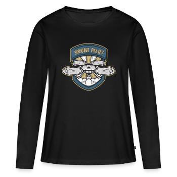 Drone Drone Pilote Drones quadcopter drone - T-shirt manches longues Premium bio Femme - noir - Devant - Julia (174cm)