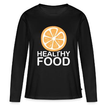 Alimentation saine Alimentation saine Fruits orange Fruits - T-shirt manches longues Premium bio Femme - noir - Devant - Julia (174cm)