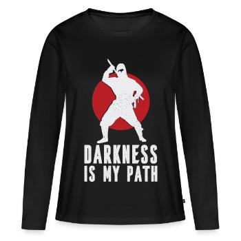 Les ténèbres sont mon chemin - T-shirt manches longues Premium bio Femme - noir - Devant - Julia (174cm)