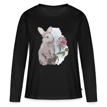 Veganuary 2024 Kaninchen - Frauen Premium Bio Langarmshirt - Schwarz - Vorne - Julia (174cm)