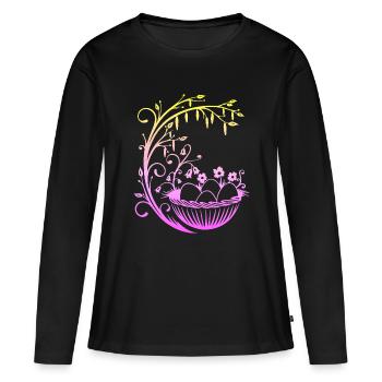 Panier de Pâques Panier de Pâques - T-shirt manches longues Premium bio Femme - noir - Devant - Julia (174cm)