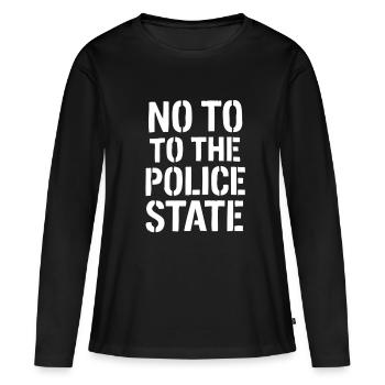 NON À L’ÉTAT POLICIER - T-shirt manches longues Premium bio Femme - noir - Devant - Julia (174cm)