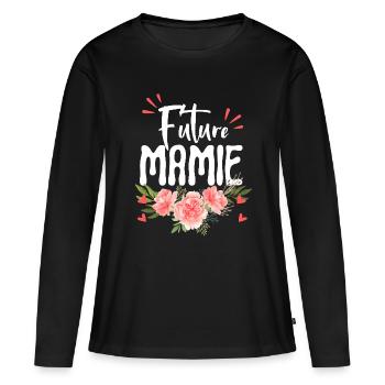 Future granny, flowery pregnancy announcement - Women's Premium Organic Long Sleeve Shirt - black - Front - Julia (174cm)