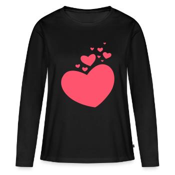 Kleine und große Herzen - Frauen Premium Bio Langarmshirt - Schwarz - Vorne - Julia (174cm)