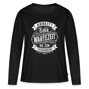 Wartezeit Bis Feierabend Vintage - Frauen Premium Bio Langarmshirt - Schwarz - Vorne - Julia (174cm)