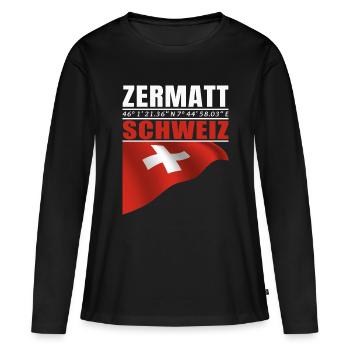 Zermatt - T-shirt manches longues Premium bio Femme - noir - Devant - Julia (174cm)