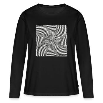 Labyrinthe optique en étoile - T-shirt manches longues Premium bio Femme - noir - Devant - Julia (174cm)