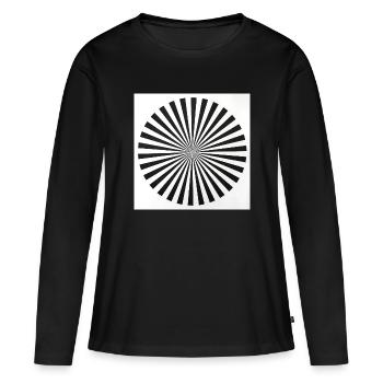 Illusion d’optique radiale - T-shirt manches longues Premium bio Femme - noir - Devant - Julia (174cm)