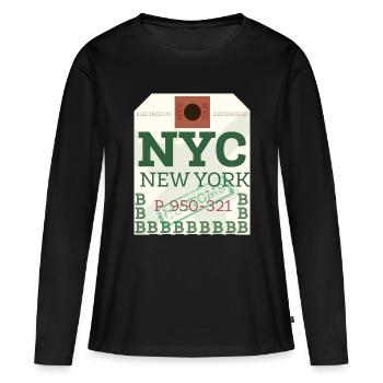 NYC Fetter Passstempel - Frauen Premium Bio Langarmshirt - Schwarz - Vorne - Julia (174cm)