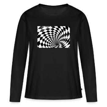 Spirale hypnotique en damier - T-shirt manches longues Premium bio Femme - noir - Devant - Julia (174cm)