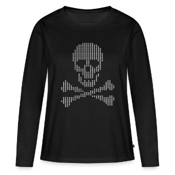 Os croisés en point de glyphe de crâne - T-shirt manches longues Premium bio Femme - noir - Devant - Julia (174cm)