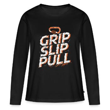 Grip Slip Pull Aventure Escalade - T-shirt manches longues Premium bio Femme - noir - Devant - Julia (174cm)