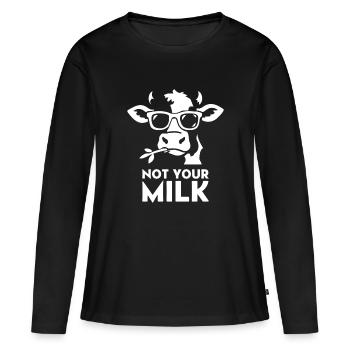 Not Your Milk – Vache cool avec des lunettes de soleil | Vegan - T-shirt manches longues Premium bio Femme - noir - Devant - Julia (174cm)