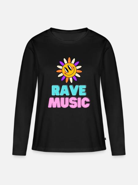 Sunshine Rave Musik Neon-Design - Frauen Premium Bio Langarmshirt - Schwarz