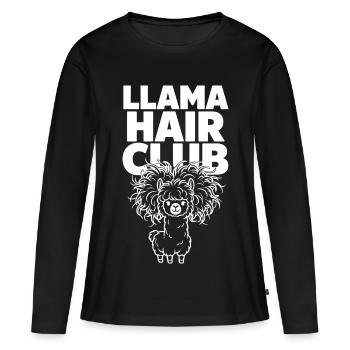 Llama Hair Club mit zotteligem Lama - Frauen Premium Bio Langarmshirt - Schwarz - Vorne - Julia (174cm)