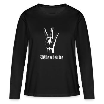 Westside blanc - T-shirt manches longues Premium bio Femme - noir - Devant - Julia (174cm)