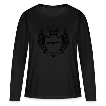 Armoiries de l’icône du fusil - T-shirt manches longues Premium bio Femme - noir - Devant - Julia (174cm)