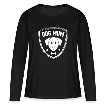 Maman chien - T-shirt manches longues Premium bio Femme - noir - Devant - Julia (174cm)