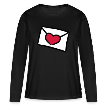 Lettre d'amour lettre d'amour lettre d'amour cadeau - T-shirt manches longues Premium bio Femme - noir - Devant - Julia (174cm)