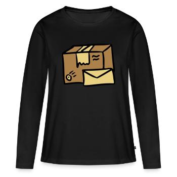 Poste mail Colis Lettre Distribution package letter - T-shirt manches longues Premium bio Femme - noir - Devant - Julia (174cm)