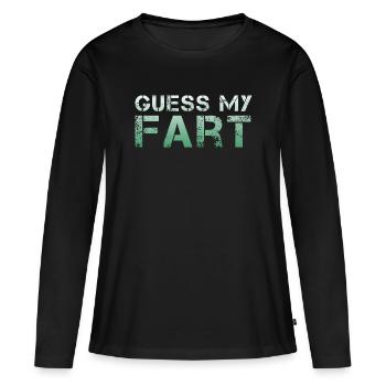 Devinez mon pet - péter en disant drôle de pet péter - T-shirt manches longues Premium bio Femme - noir - Devant - Julia (174cm)