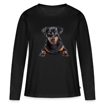 Austrian Pinscher - Frauen Premium Bio Langarmshirt - Schwarz - Vorne - Julia (174cm)
