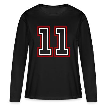 11 Numéro de numéro - T-shirt manches longues Premium bio Femme - noir - Devant - Julia (174cm)