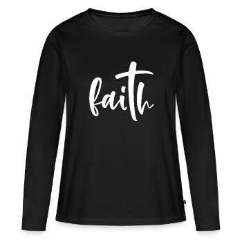 foi - T-shirt manches longues Premium bio Femme - noir - Devant - Julia (174cm)