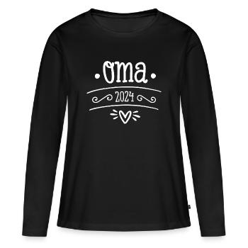 Oma 2024 Geschenk - Frauen Premium Bio Langarmshirt - Schwarz - Vorne - Julia (174cm)
