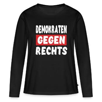 Demokraten Gegen Rechts - Rechts Nein Danke - Frauen Premium Bio Langarmshirt - Schwarz - Vorne - Julia (174cm)