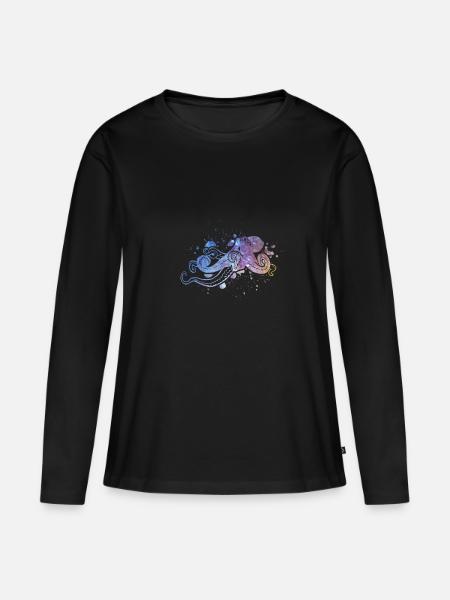 Octopus - Frauen Premium Bio Langarmshirt - Schwarz