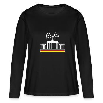 Berlin - T-shirt manches longues Premium bio Femme - noir - Devant - Julia (174cm)