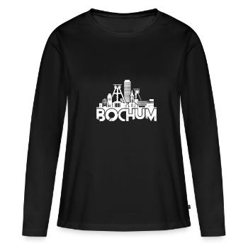 Bochum - Frauen Premium Bio Langarmshirt - Schwarz - Vorne - Julia (174cm)