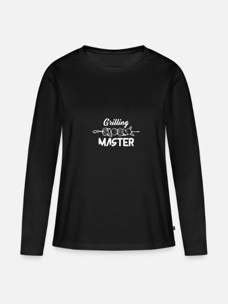 Grillmeister - Frauen Premium Bio Langarmshirt - Schwarz