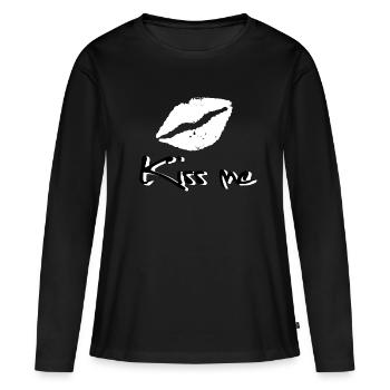 Kiss me - Kussmund - T-shirt manches longues Premium bio Femme - noir - Devant - Julia (174cm)
