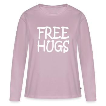 Étreintes en toute liberté - T-shirt manches longues Premium bio Femme - rose poudré - Devant - Julia (174cm)